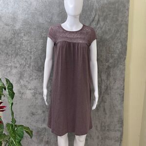 Prana day dream shift dress women’s M metal logo crochet 60% organic cotton